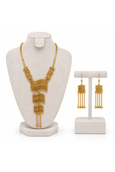 BELLA CİAO Gold-Tone Filigree Necklace & Earrings Set – Design 3