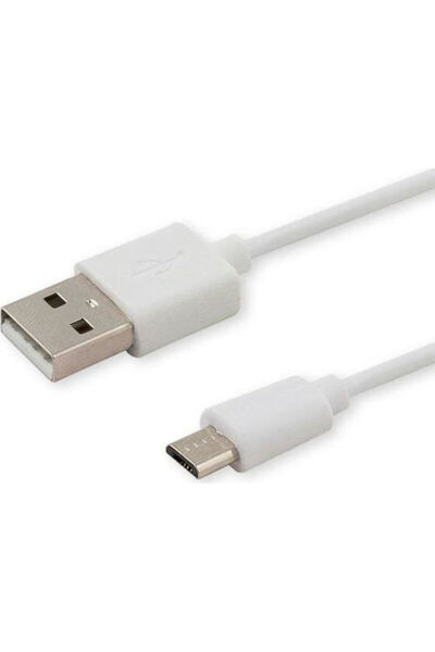 Savio Καλώδιο USB 2.0 σε micro USB, κανονικό, 2μ, Λευκό (CL-124)