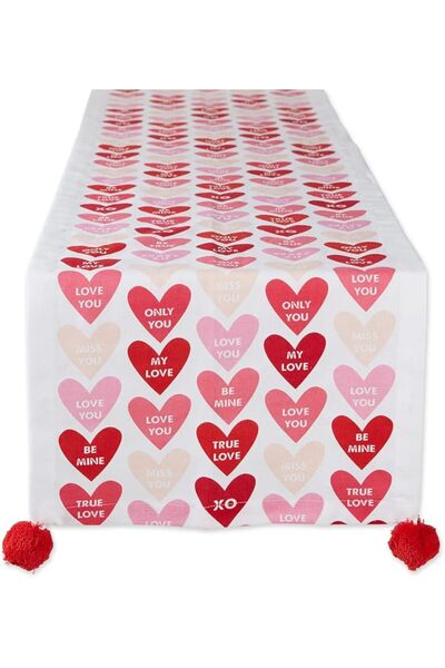 DII Valentine's Day Table Top Collection, Table Runner, 14x108, Hearts Collage