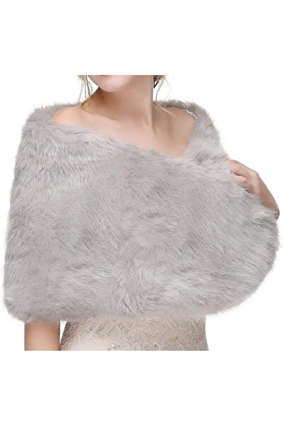 GENERAL Faux Fur Shawl Wrap Stole Shrug Winter Bridal Wedding Cover Up