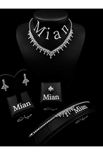 mian Luxury Design Shiny Zircon Necklace Earrings Ring Bracelet Set for Women...