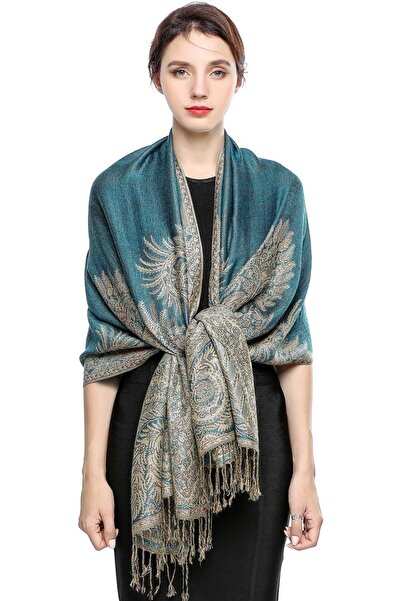 GENERAL Pashmina Scarf for Women Warm Wrap Feel Shawl Paisley Hijab in Rich C...