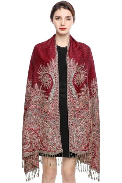 EASELAND Pashmina Scarf for Women Warm Wrap Feel Shawl Paisley Hijab in Rich ...