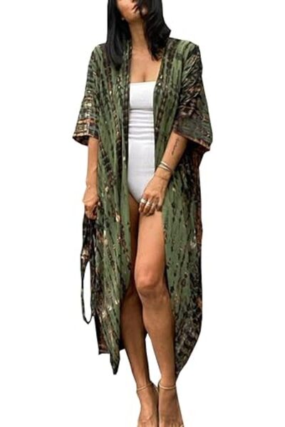 YouKD Summer Long Kaftan Bohemian Beach Kimono Swimsuit Cover Up Plus Size Dr...