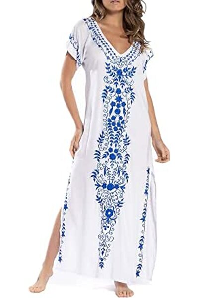 GENERAL Women's Cotton Kaftan Loungewear Boho Homewear Oversized Kimono Maxi ...
