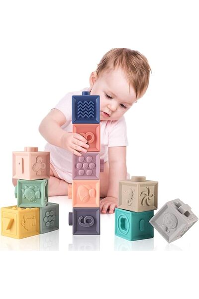 Soofam Baby Soft Building Blocks,Montessori Sensory Ball Teether Infant Bath ...