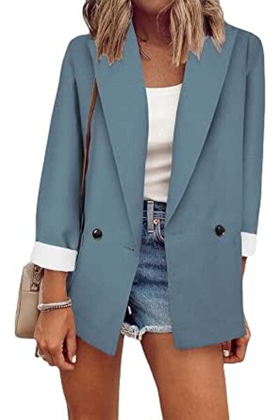 YMing Women's Blazer, Elegant Loose Cardigan Jacket with Lapel Collar, Notch ...