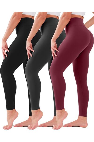 SunCloverBoutique 3 قطع من السراويل الضيقة للنساء ذات الخصر العالي، غير شفافة...