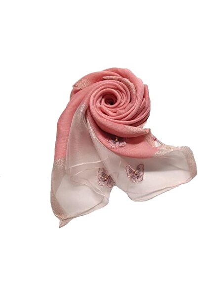 GENERAL Women Mulberry Silk Scarf Lightweight Scarves Embroidered Butterfly S...