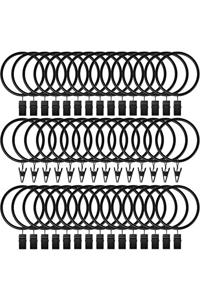 Lansian 44Pack Curtain Rings with Clips Hooks, Rustproof Metal Stainless Stee...