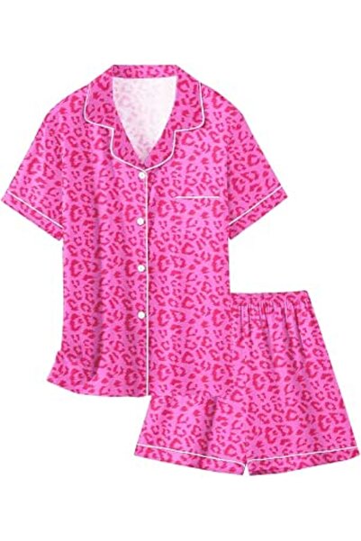 GENERAL Schbbbta Girls Boys Satin Pajamas Set, 2Piece Silk Nightwear Button-D...