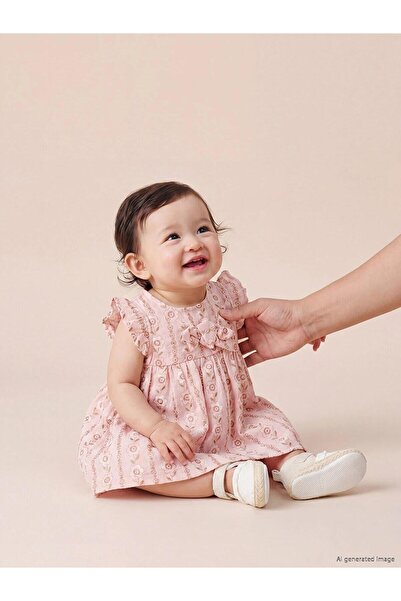 LC Waikiki Floral Patterned Ruffled Baby Girl Muslin Dress (S6)