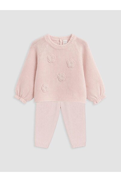 LC Waikiki Flower Embroidered Baby Girl Knitwear Set (W6)