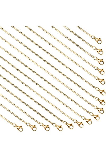 GENERAL 10 Pack Stainless Steel Necklace Chain, Dainty Gold Plated Box Chain ...