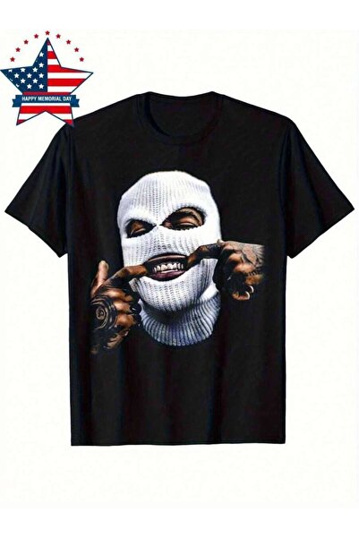 NOURAM Men'S Retro 100% Tee Featuring A Hip-Hop Gang Mask And Goggles Design,...