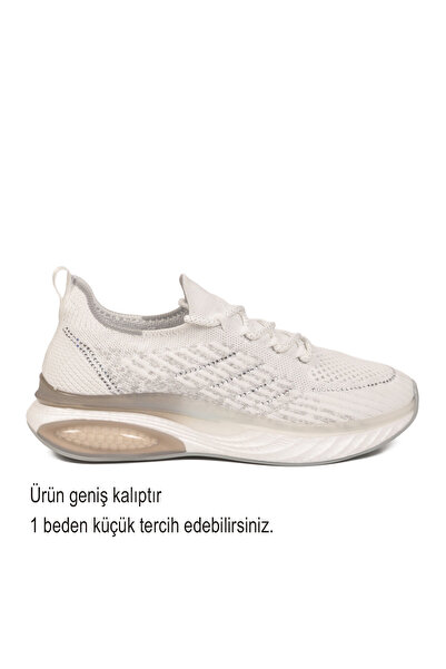 Voyager White Wide Fit Knitted Memory Sole Breathable Women's Walking and Spo...