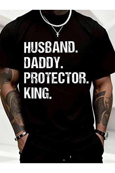 4CR Men's Summer Outfits, Husband Daddy Protector King Text Theme T-Shirts, F...