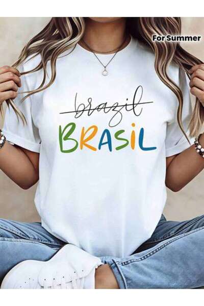 23ERVA Summer Outfit Women, Brazil Brasil T-Shirts, Funny Vintage T-Shirt, Lo...