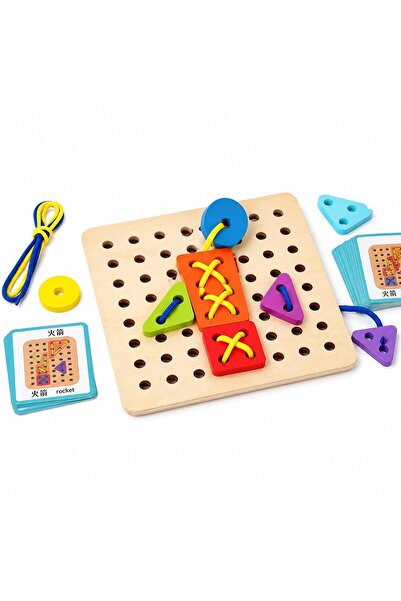 Arabest Wooden Lacing Board,Educational Puzzle Game,Montessori Threading & Se...