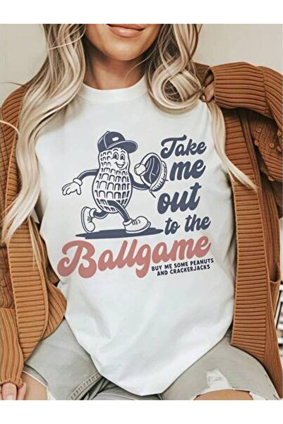 4Car Casual, Women's T-Shirt, Peanut Mascot Ballgame Text, Spring And Summer,...