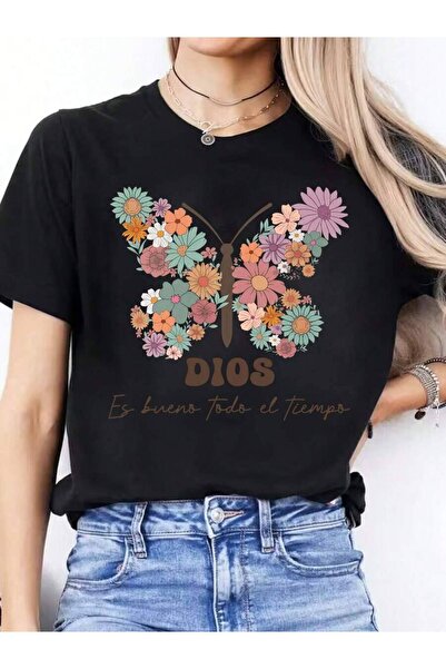 26LIK Women's Alphabet Learning T-Shirt - Language Print, Short Sleeve Round ...