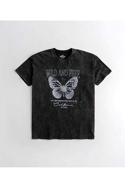 DEEFWEAR Mi̇ngalondon Washable Butterfly Printed Unisex Oversize Vintage T-Shirt