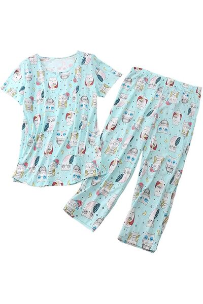GENERAL PNAEONG Women’s Pajama Set - Sleepwear Tops with Capri Pants Casual a...