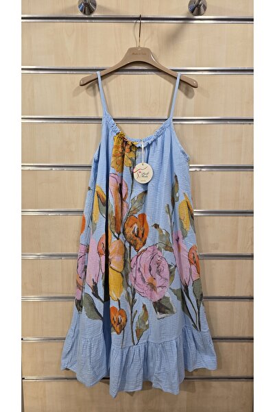 Park Moda فستان إيطالي قصير بحزام من القماش المنسوج 100% قطن