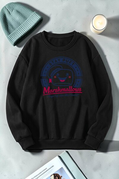 uyguntarz Unisex Cute Marshmallows Printed Crew Neck Sweatshirt