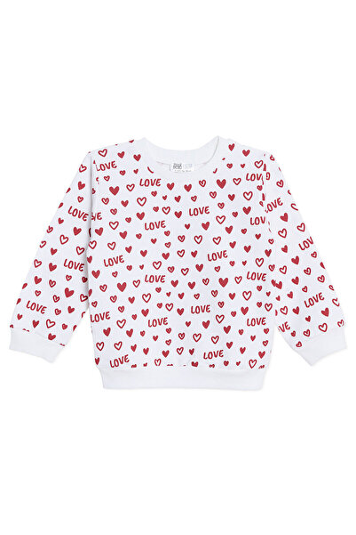 ebebek Hello Baby HelloBaby Kız Bebek Sweatshirt Kalp Baskılı Bisiklet Yaka L...