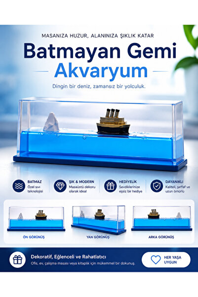 akatsuki Batmayan Gemi Akvaryum Masaüstü Dekoratif Oyuncak 147 x 52.5 x 50 mm