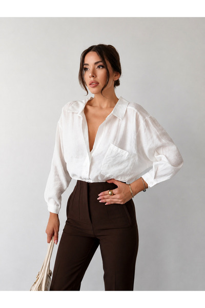 Moda Banuş قميص أبيض بدون أكتاف