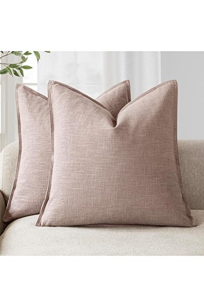 Foindtower Pack of 2, Decorative Linen Soild Throw Pillow Covers Soft Accent ...