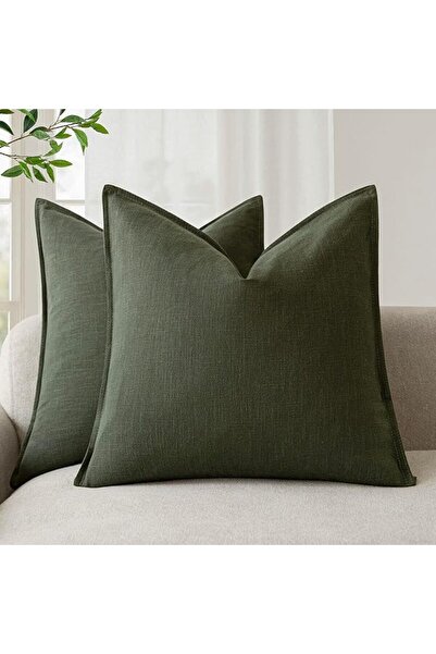 Foindtower Pack of 2, Decorative Linen Soild Throw Pillow Covers Soft Accent ...