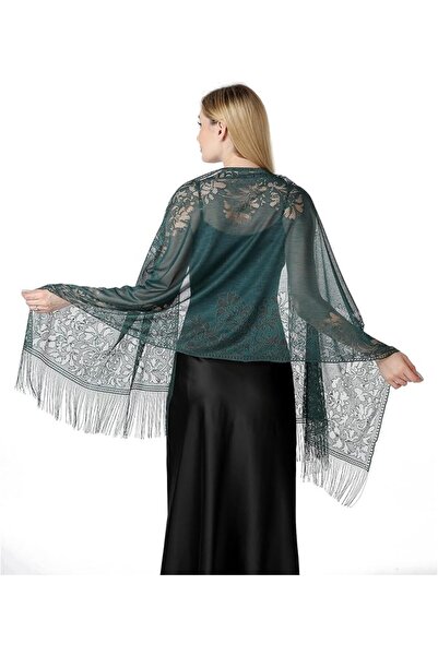 GENERAL Women's Floral Lace Scarf Shawl with Tassels, Soft Mesh Fringe Wraps ...