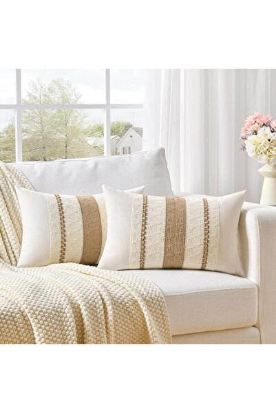 Fancy Homi Set of 2 Dusty Blue Vintage Lumbar Decorative Throw Pillow Covers ...