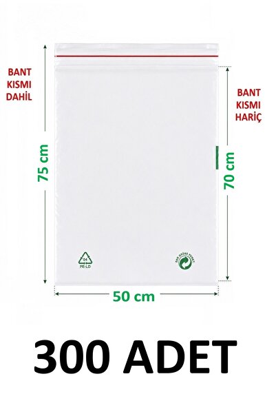 MTKardeşler 50X70+5 cm Transparent Green Recyclable Adhesive Large Nylon Bag ...