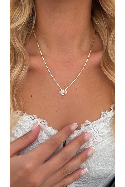 GLARE JEWELRY CO White Zircon Stone Detailed Premium Dorika Chain Stainless S...