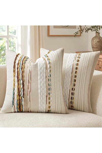 ANRODUO Pack of 2 Boho Decorative Throw Pillow Covers 18x18 Farmhouse Cushion...