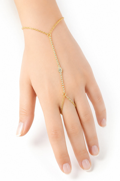 Hayalperest boncuk Gold Color Stone Evil Eye Bead Detailed Shahmeran Women's ...