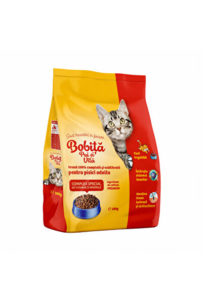 Bobita Hrană uscată pentru pisici adulte Bobiță cu pui și vită, 6 x 300 g