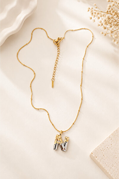 Archhazel Jewelery Double Color N Letter Steel Necklace