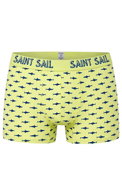 Saint Sail بوكسر قطني بنمط سمكة القرش باللون الأصفر للرجال