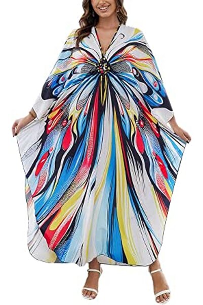 GENERAL Women Caftan Roomy Loungewear Nightgown Beach Dress Cover Ups Robe Sa...
