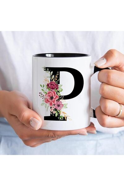 Generic Personalized Initial Mug Letter,Coffee Mugs with Flowers Alphabet,Mug...