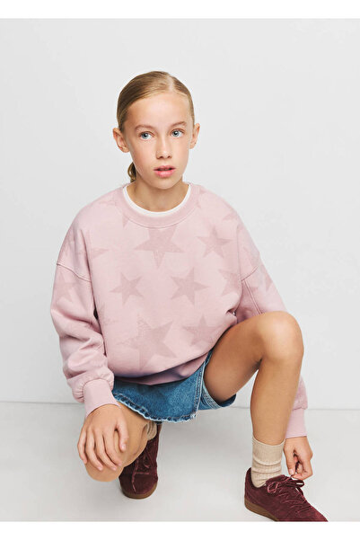 MANGO Kids Yıldız desenli pamuklu sweatshirt