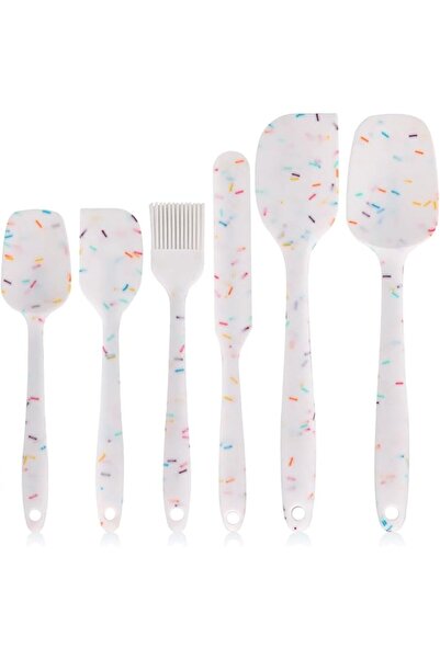 JOYZZZ Silicone Spatula Set, 6 Pcs Heat-Resistant Kitchen Utensils with Ergon...