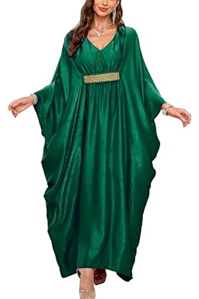 YouKD Women's Solid Color Bohemian Kaftan Dress Beach Cover Ups Plus Size Bat...