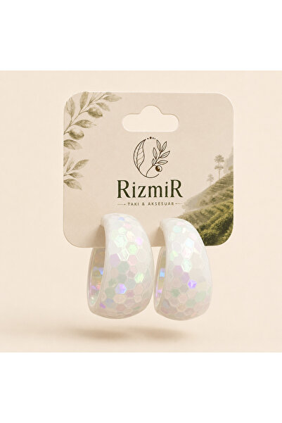 rizmir Holografik Kalın Halka Kadın Küpe