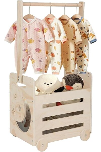 Generic Wooden Baby Shower Crate Closet Baby Storage Crate with Wheels and Ha...